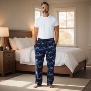 Merona Blue Camouflage Pajama Pants Fleece Lounge Sleepwear Size XL